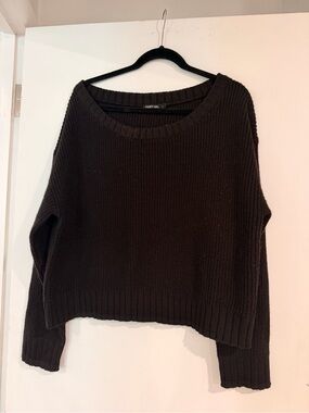 Nasty Gal Black Off-the-Shoulder Ribbed Sweater